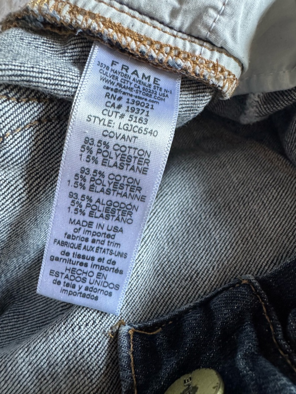 FRAME Le Garçon Crop Dark Wash Distressed Straight Jeans - Picture 4 of 5